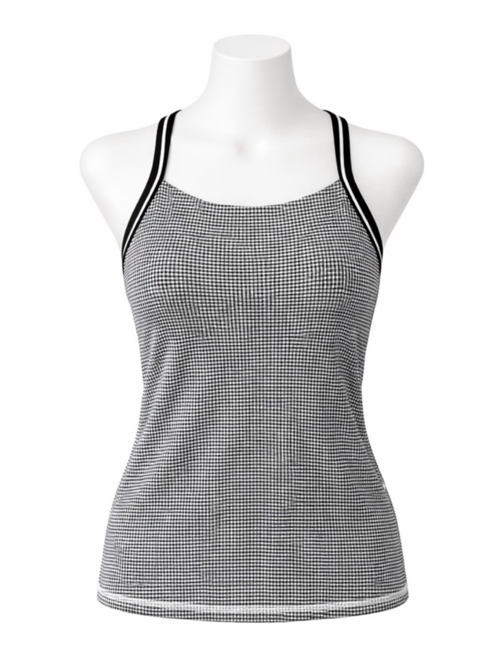 Size 4 Lululemon Women’s Vintage Ujjayi Gingham Tank Top Black White